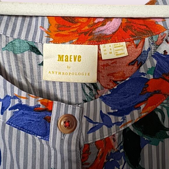 Anthropologie Maeve “Lilorne” Floral Print Tie Button Blouse - Picture 7 of 7